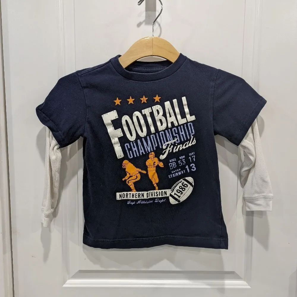 Gap kids navy blue football championship NFL long sleeve T-shirt boys size 4 5